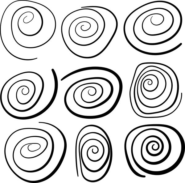 Coil Scribble Set. Vector swirl.